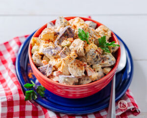 Red, white and blue potato salad